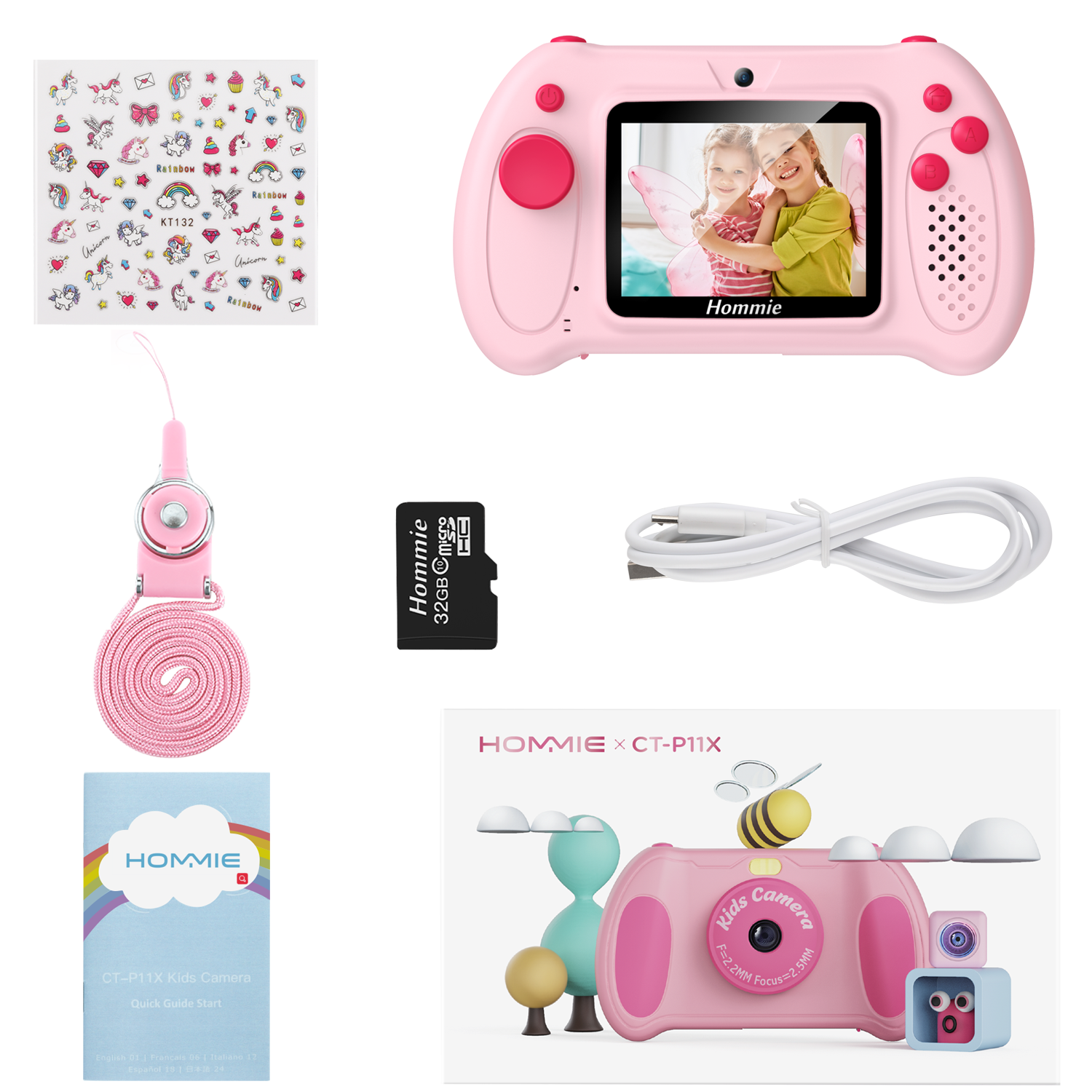 Hommie Kids Selfie Camera, Toys for 3-7 Year Old Girls, 24MP, 1080P ...