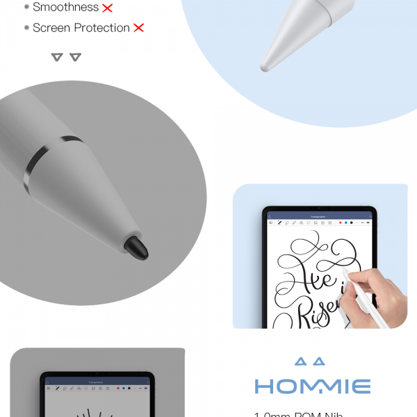 Hommie Stylus Pen for iPad 2nd Gen Pencil, Palm Rejection, Not Damage